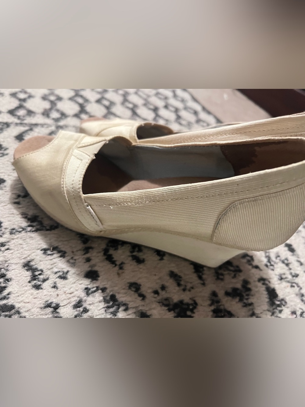 Toms Cream Wedge Loafers